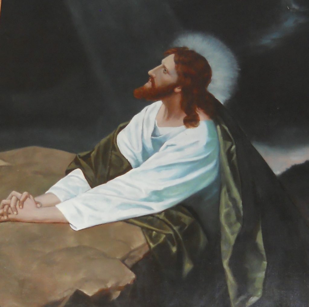 “Christ in Gethesmane” by August Klagstad which currently hangs in the foyer or the Zion Lutheran Church in Manistique