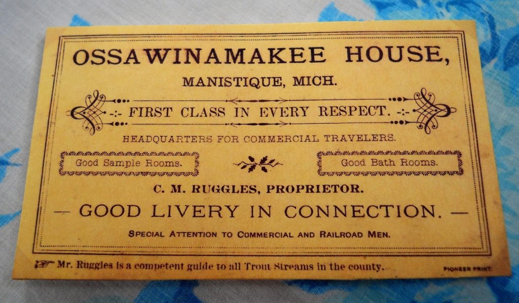Business Card from the Ossawinamakee – George Orr Collection donated by Chris Orr